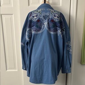 Free People Embroidered Blue Women's Shacket